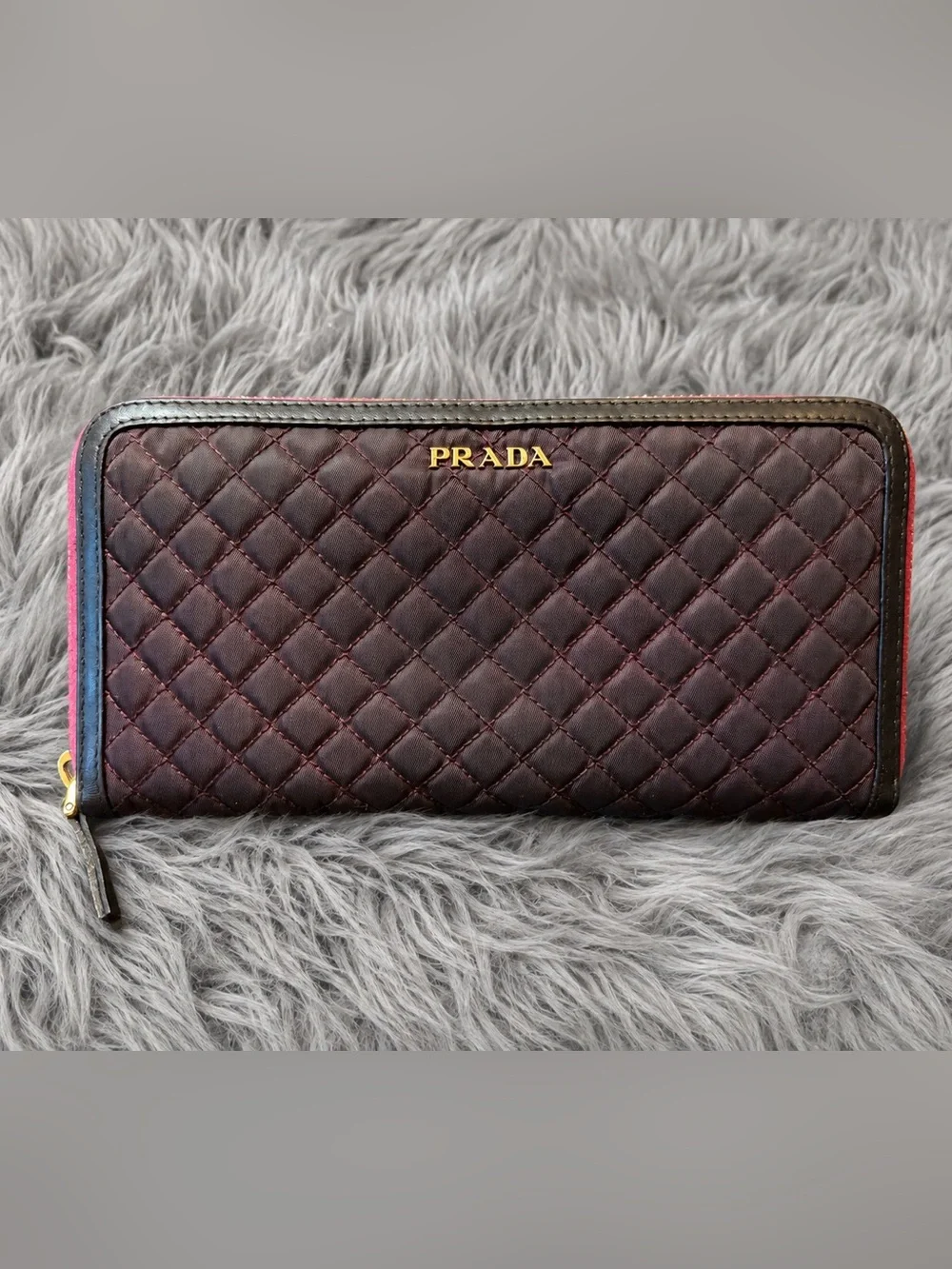 Prada Tessuto Quilted Zip Wallet